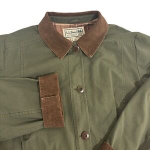 L.L.Bean Field Barn Coat Jacket Womens XL Loden Green Brown Plaid Flannel Lined